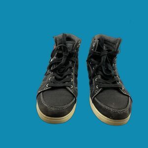 Levi's Boys Size 3 Black Canvas High Top Sneakers Lace Up Casual Shoes